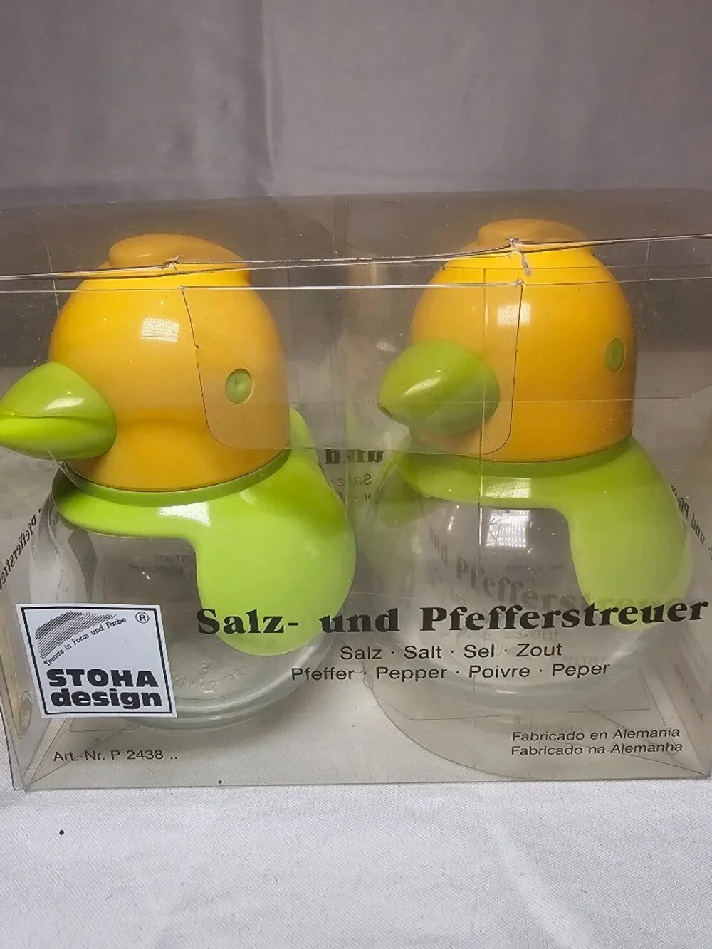 Vintage STOHA Germany Bird Chicken Chick Salt & Pepper Shakers Set of 2 Glass